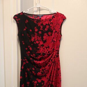 Chaps Floral Ruched Fitted Dress